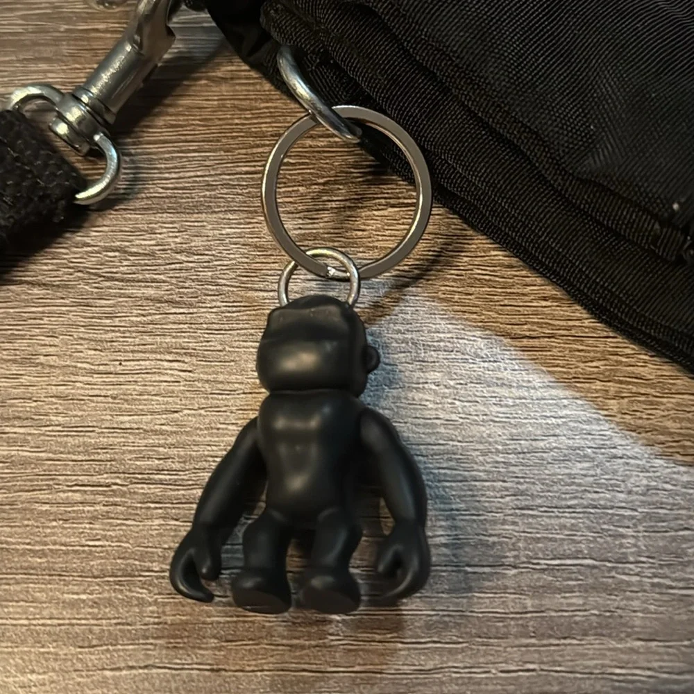 KIPLING 3-IN-1 CONVERTIBLE BAG - Black Canvas w/Silver Hdwe & monkey keychain - Picture 5 of 11